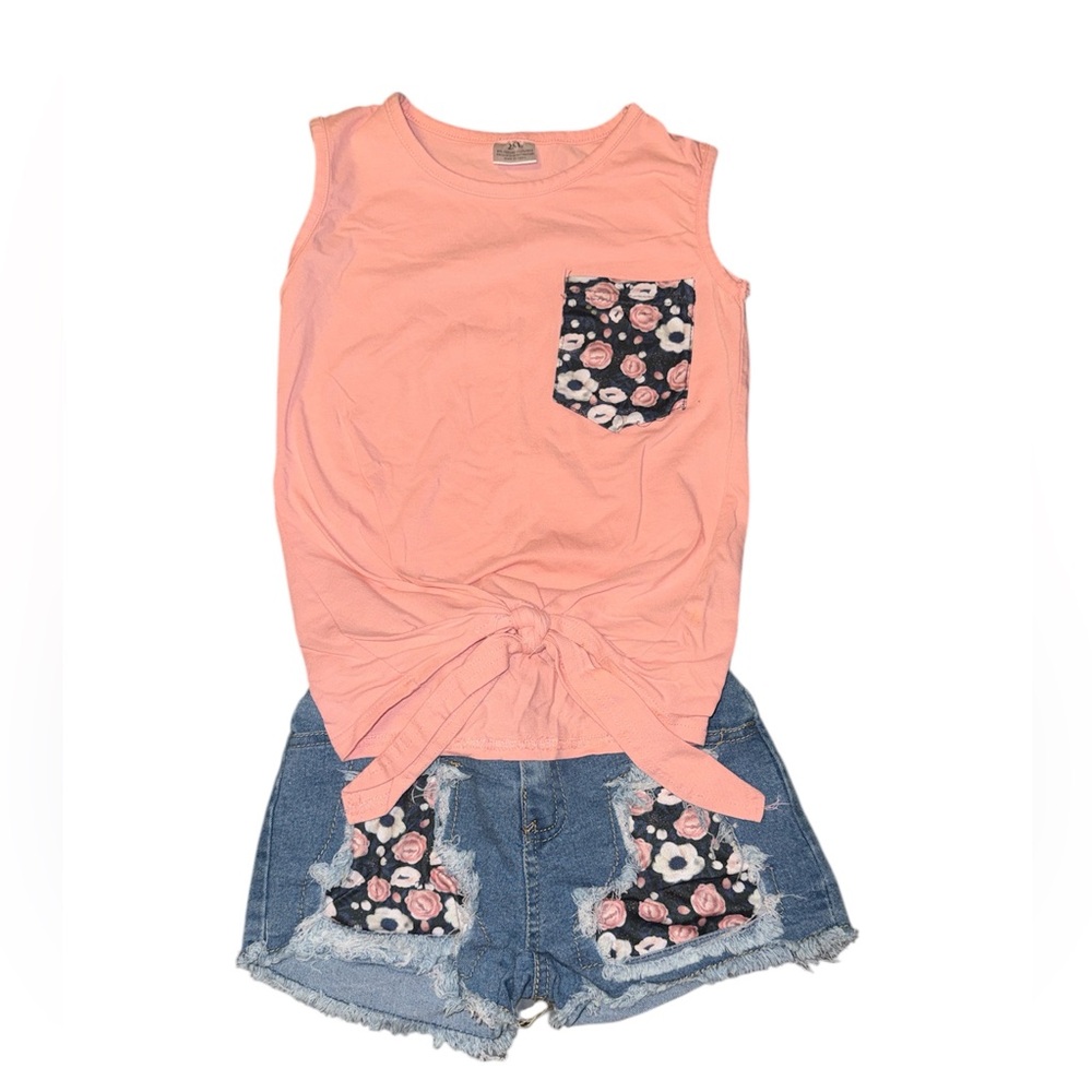 Floral Pink and Blue Girls' 2 Outfit Sets - Picture 4 of 6